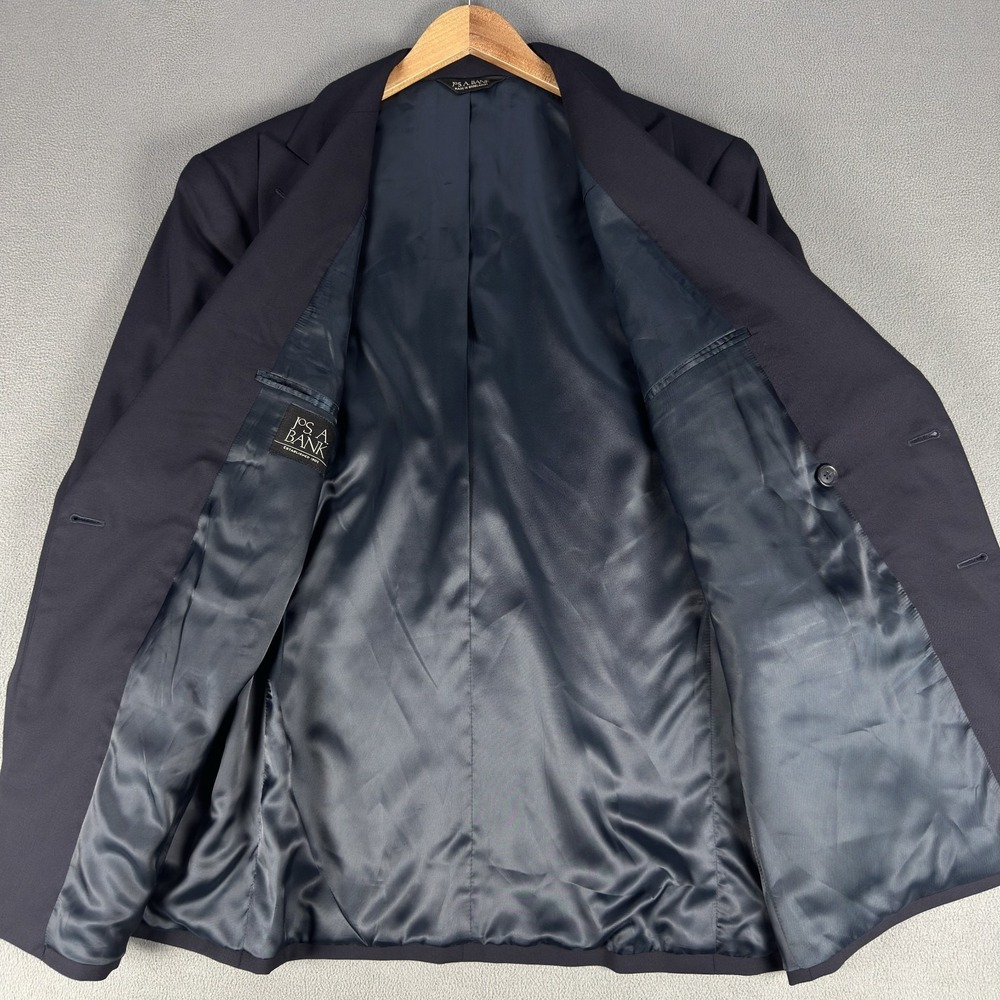 Jos A Bank Blazer Jacket Mens 43 R Blue Metal Button Double Breasted Peak Lapel - Picture 7 of 12